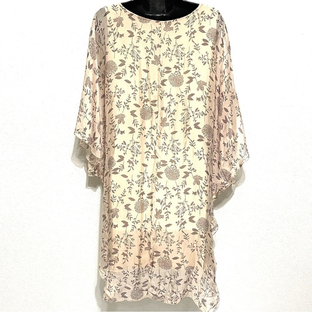 M. Made in Italy Woman Floral SILK Overlay Tunic Shift Top Dress Size S - Picture 7 of 14